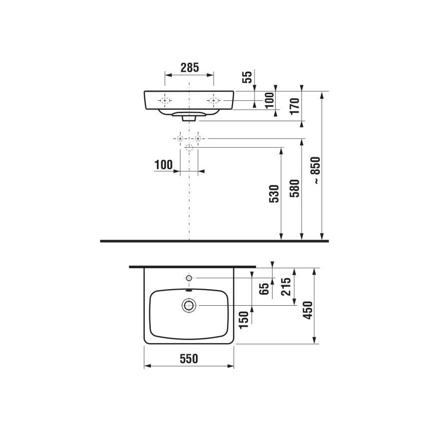 JIKA H8103810001041 - Wall-hung basin LYRA 55x45 cm ceramics/white