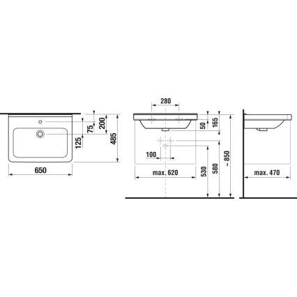 JIKA H8104240001041 - Wall-hung basin CUBITO 65x48,5 cm ceramics/white
