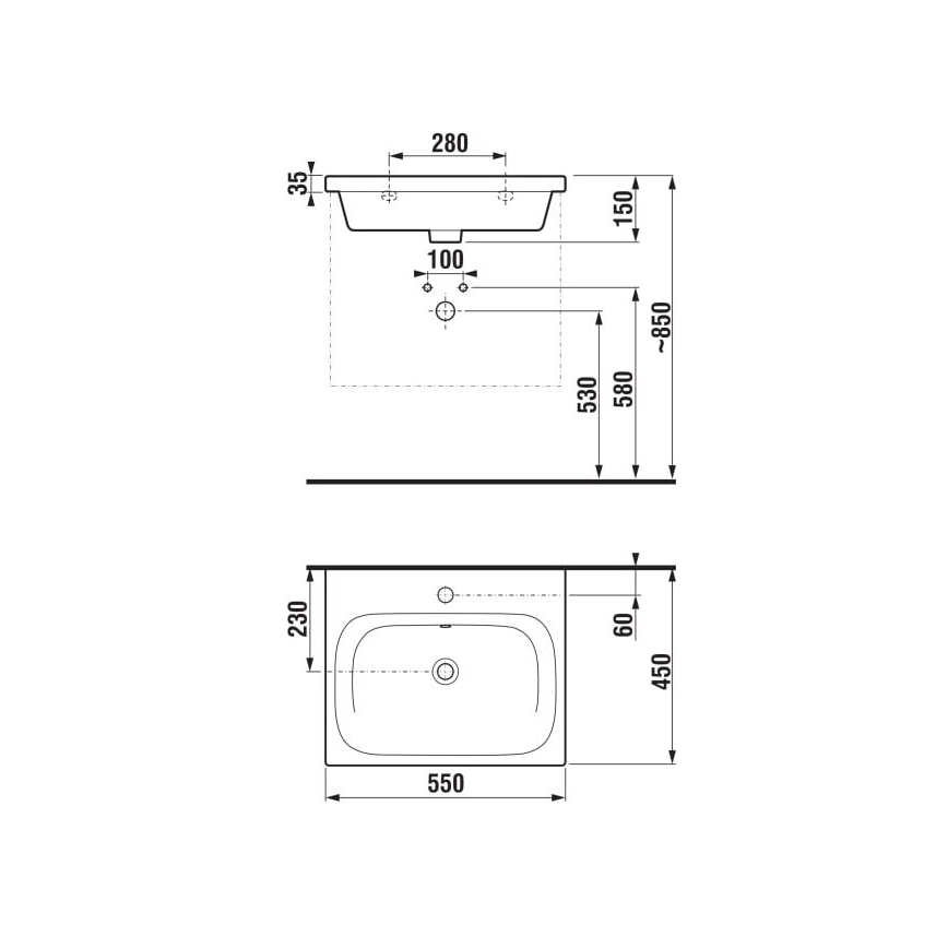 JIKA H8127120001041 - Wall-hung basin MIO 55x45 cm ceramics/white