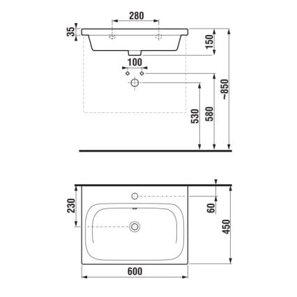 JIKA H8127130001041 - Wall-hung basin MIO 60x45 cm ceramics/white
