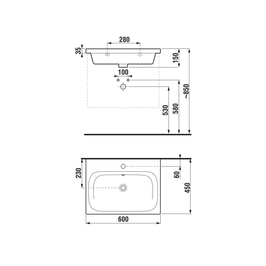 JIKA H8127130001041 - Wall-hung basin MIO 60x45 cm ceramics/white