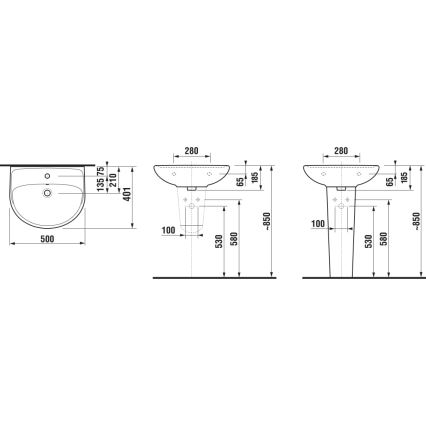JIKA H8143810001041 - Wall-hung basin LYRA 50x40,1 cm ceramics/white