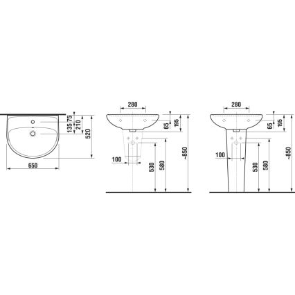 JIKA H8143840001041 - Wall-hung basin LYRA 65x52 cm ceramics/white