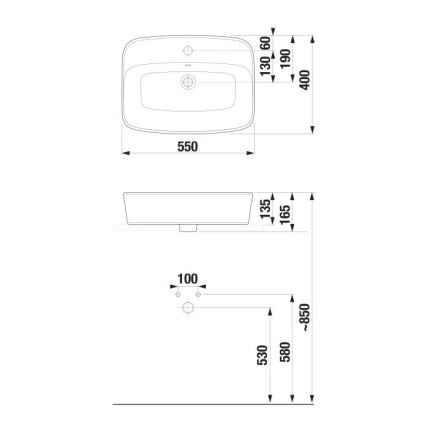 JIKA H8183827571041 - Countertop basin LYRA 55x40 cm ceramics/matte white