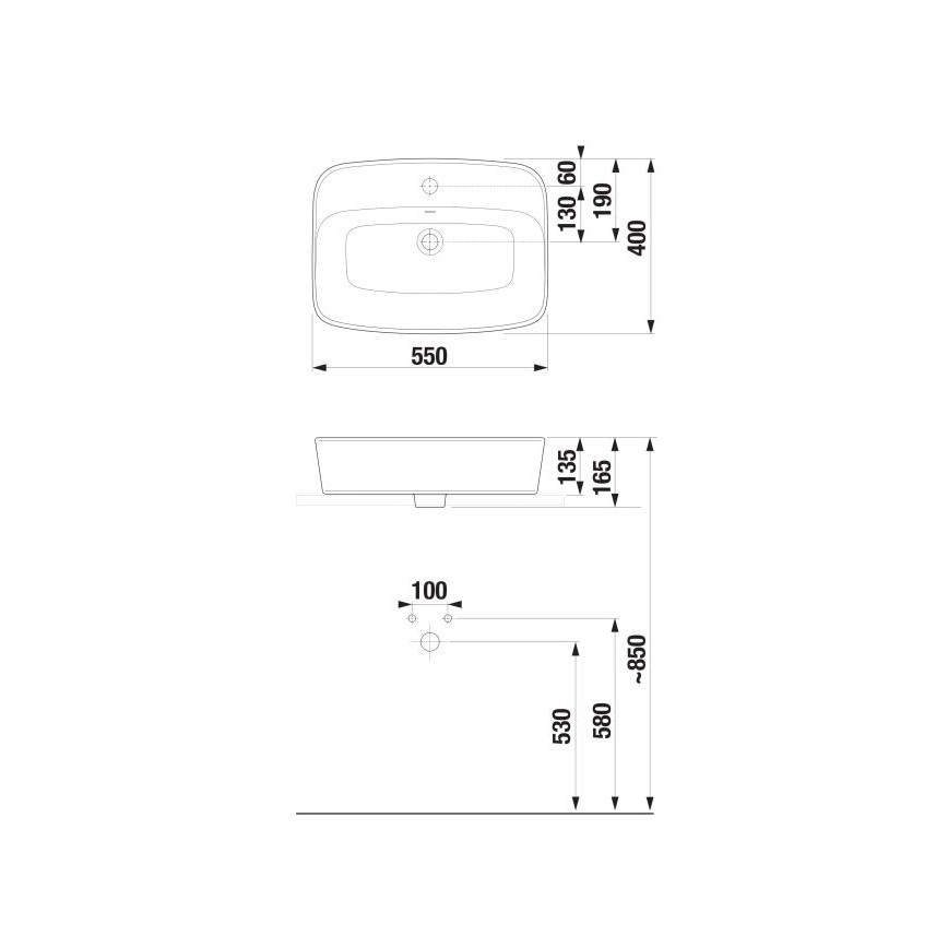 JIKA H8183827571041 - Countertop basin LYRA 55x40 cm ceramics/matte white