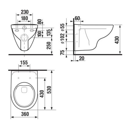 JIKA H8213840000001 - Wall-hung toilet LYRA ceramics/white