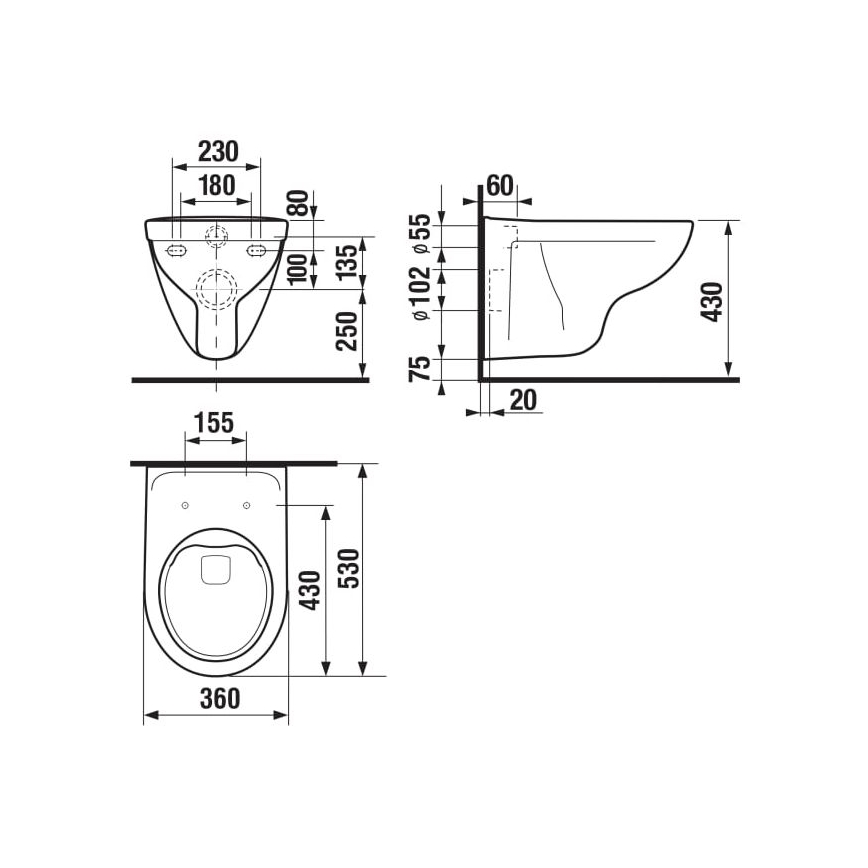 JIKA H8213840000001 - Wall-hung toilet LYRA ceramics/white
