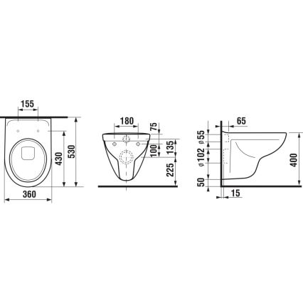 JIKA H8233800000001 - Wall-hung toilet LYRA ceramics/white