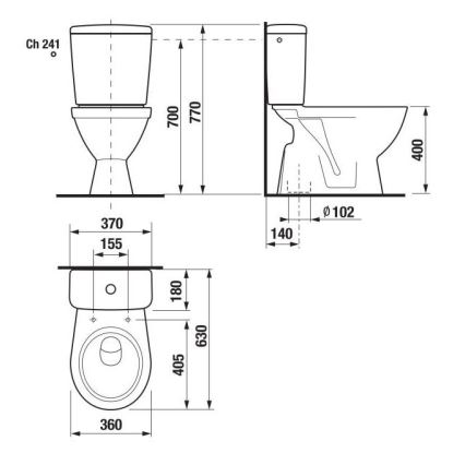JIKA H8263860002413 - Close-coupled toilet LYRA ceramics/white