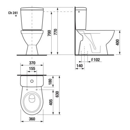 JIKA H8263870002413 - Close-coupled toilet LYRA ceramics/white