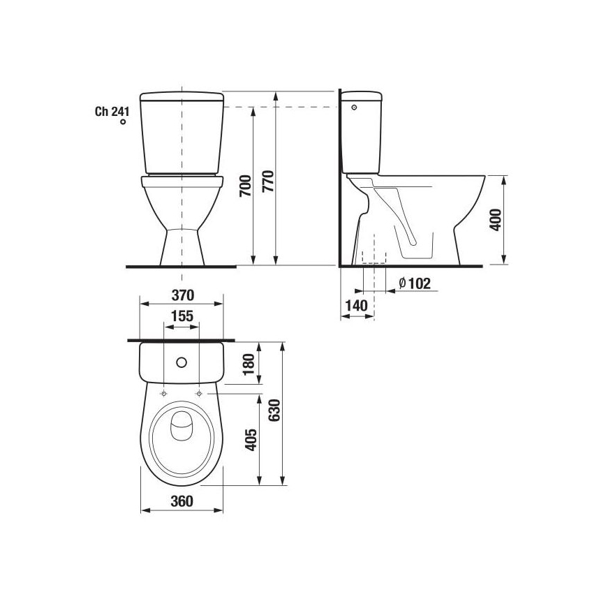JIKA H8263870002413 - Close-coupled toilet LYRA ceramics/white