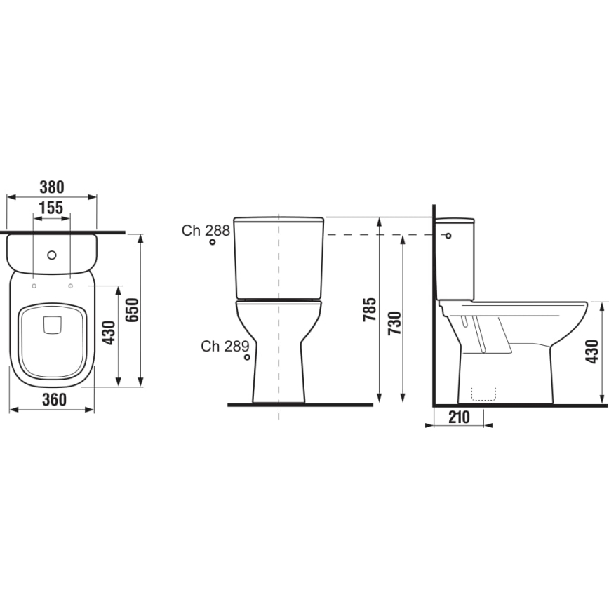 JIKA H8266170002801 - DEEP close-coupled toilet, ceramic/white