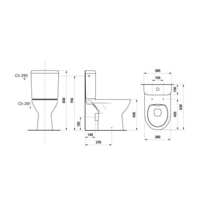 JIKA H8273860002801 - Close-coupled toilet LYRA ceramics/white