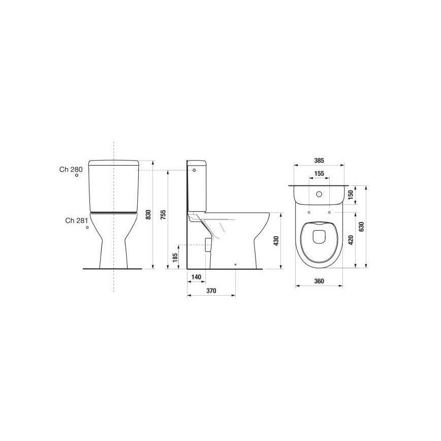 JIKA H8273860002801 - LYRA close-coupled toilet, ceramic/white