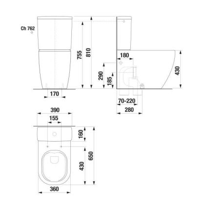 JIKA H8297120007621 - MIO Ceramic Flush Cistern/White