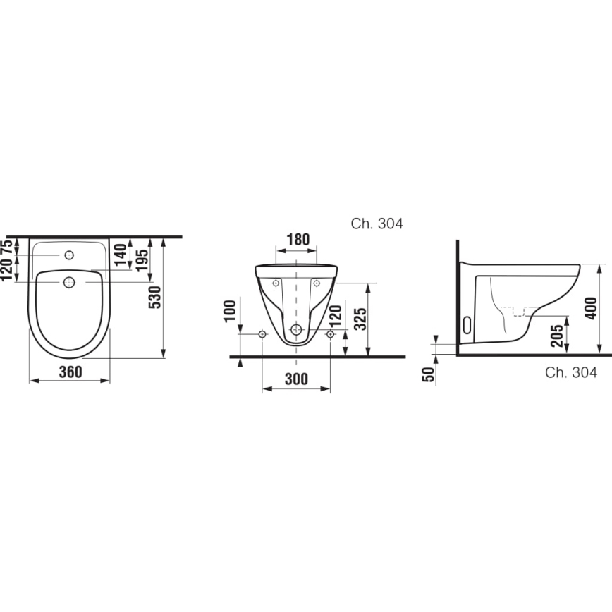 JIKA H8303810003021 - Wall-hung bidet LYRA ceramics/white
