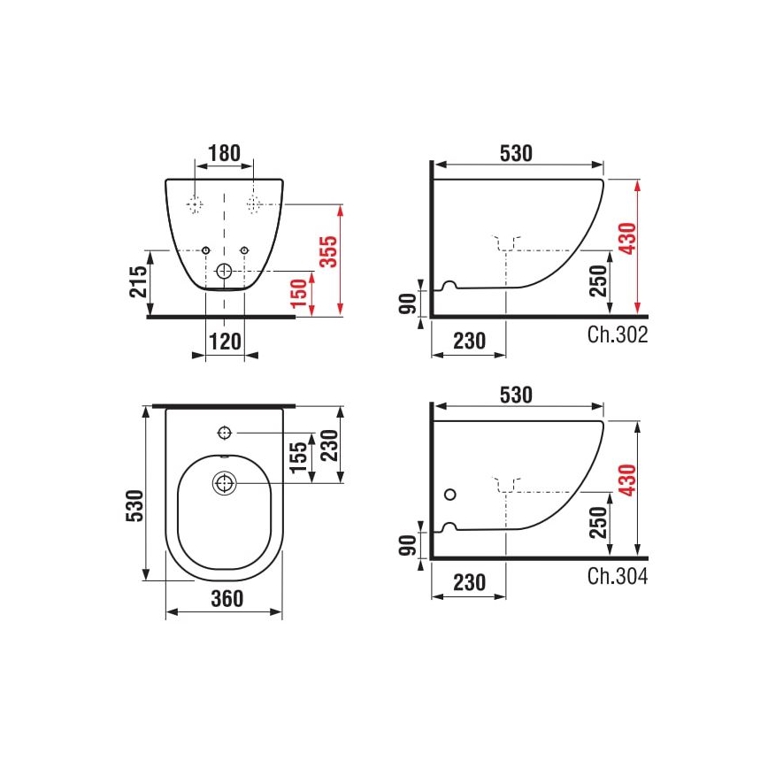 JIKA H8317120003021 - MIO wall-hung bidet, ceramic/white