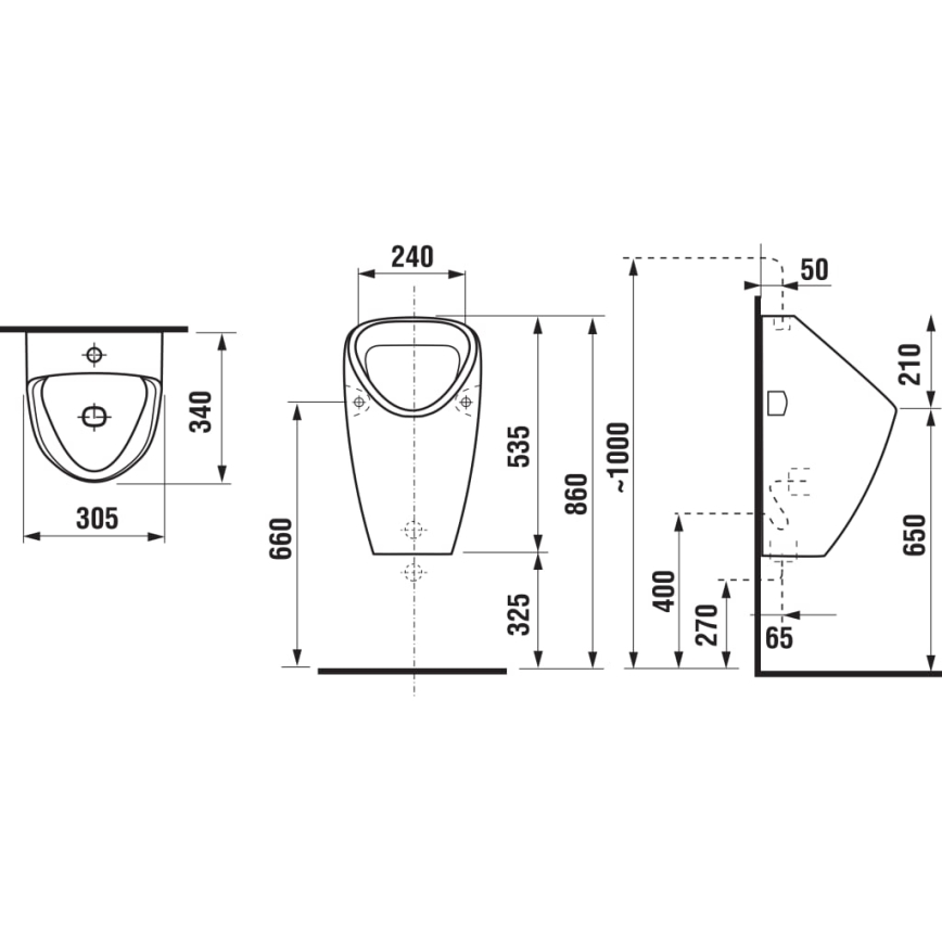 JIKA H8430610000001 - GOLEM Urinal with internal water inlet and rear waste outlet, white ceramic