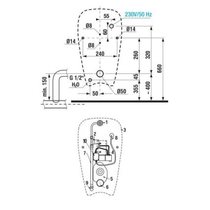 JIKA H8430700004901 - Urinal with sensor GOLEM 230V internal inlet, rear waste ceramics/white
