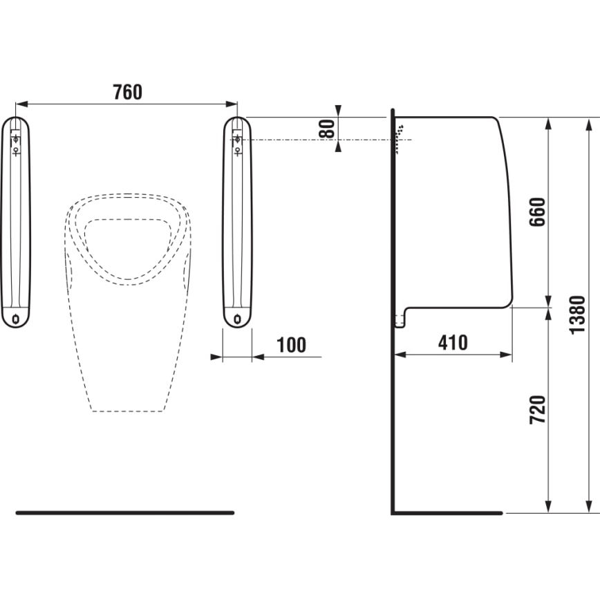 JIKA H8476010000001 - Urinal divider SPLIT 66x41 cm ceramics/white