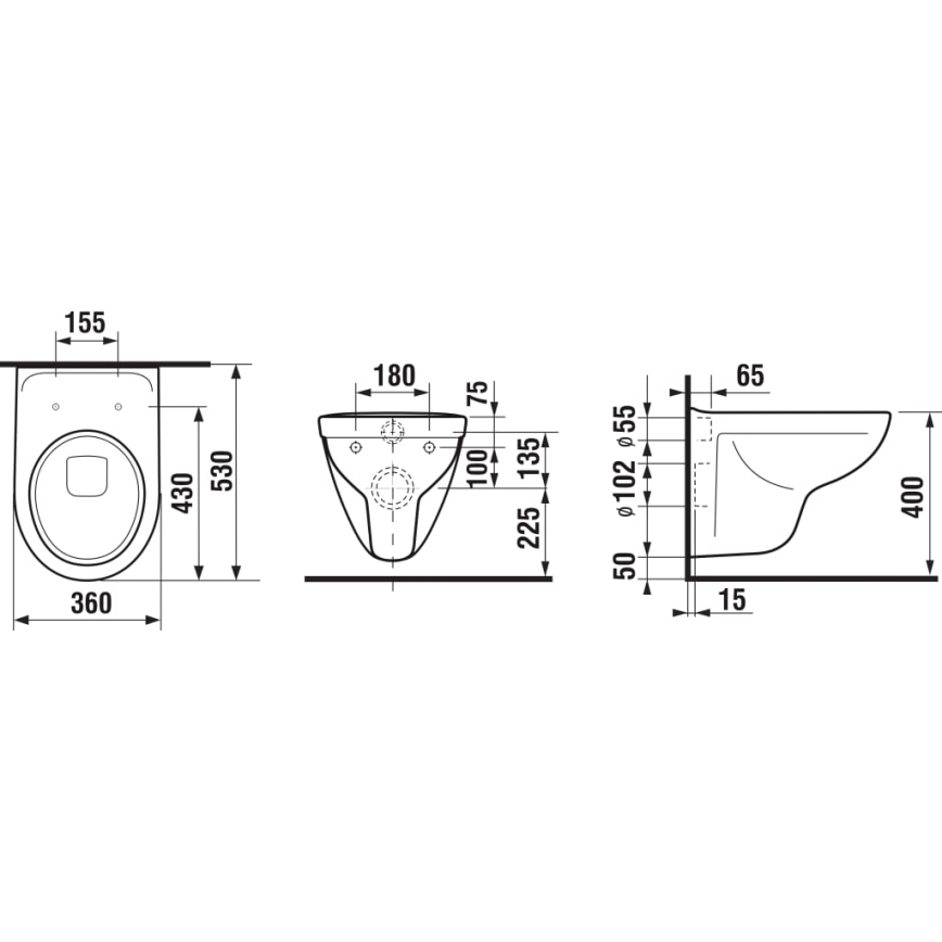 JIKA H8663810000001- LYRA wall-hung toilet ceramic/white + LYRA toilet seat Duroplast/white