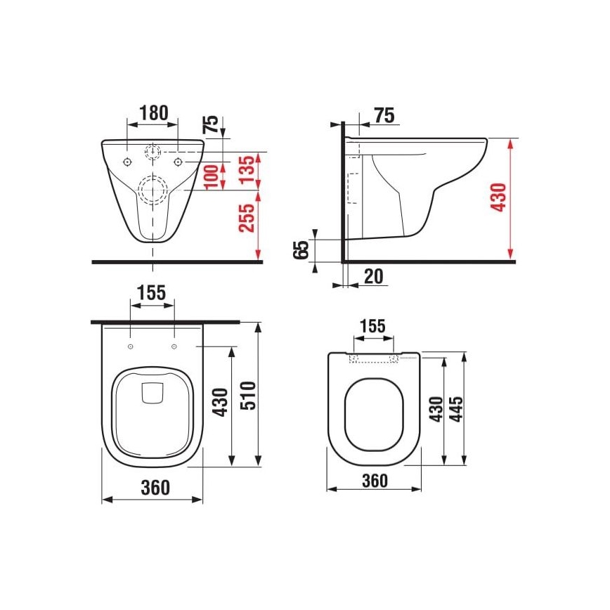 JIKA H8666140000001 - DEEP wall-hung toilet ceramic/white + DEEP SoftClose toilet seat Duroplast/white