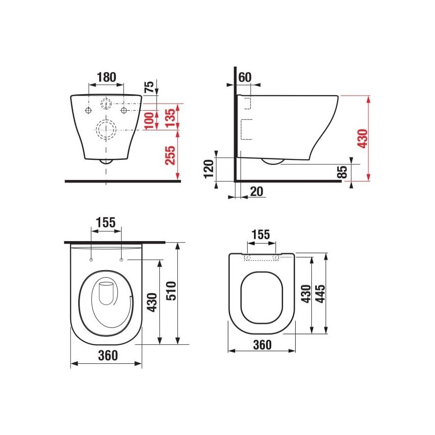 JIKA H8666180000001 - DEEP wall-hung toilet, ceramic/white + DEEP SoftClose toilet seat, Duroplast/white