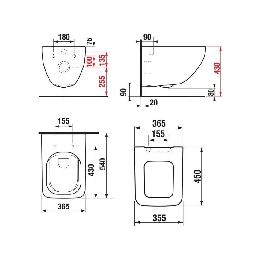 JIKA H8669540000001 - PURE wall-hung toilet ceramic/white + PURE SoftClose toilet seat Duroplast/white