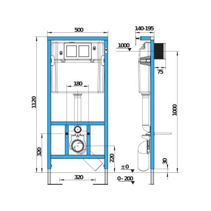 JIKA H8956520000001 - Concealed module for wall-hung toilet with bidet preparation