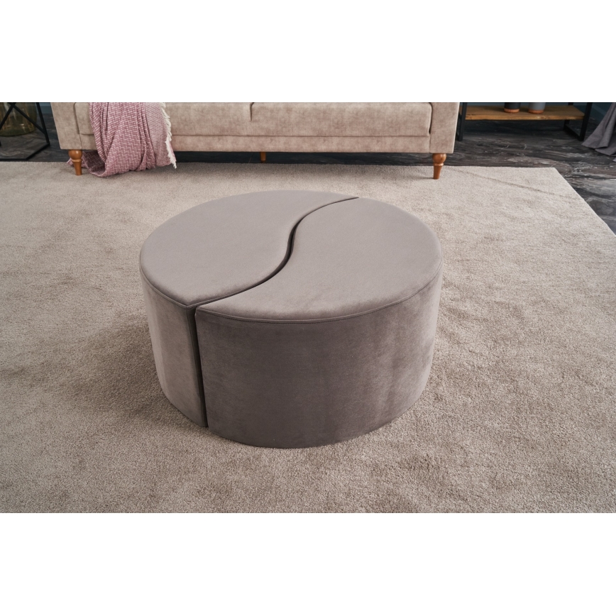 JING Ottoman, Ø 80 cm, Brown