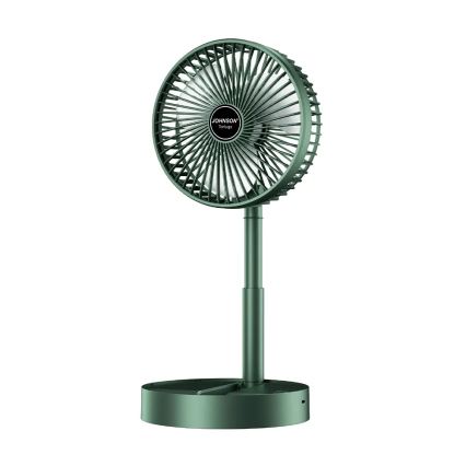 JOHNSON - Rechargeable desk fan TORTUGA 5W/3.7V, 1200 mAh, diameter 16.5 cm, green