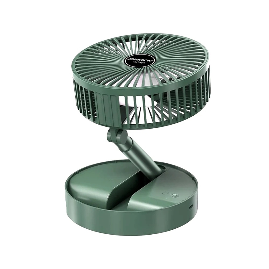 JOHNSON - Rechargeable desk fan TORTUGA 5W/3.7V, 1200 mAh, diameter 16.5 cm, green