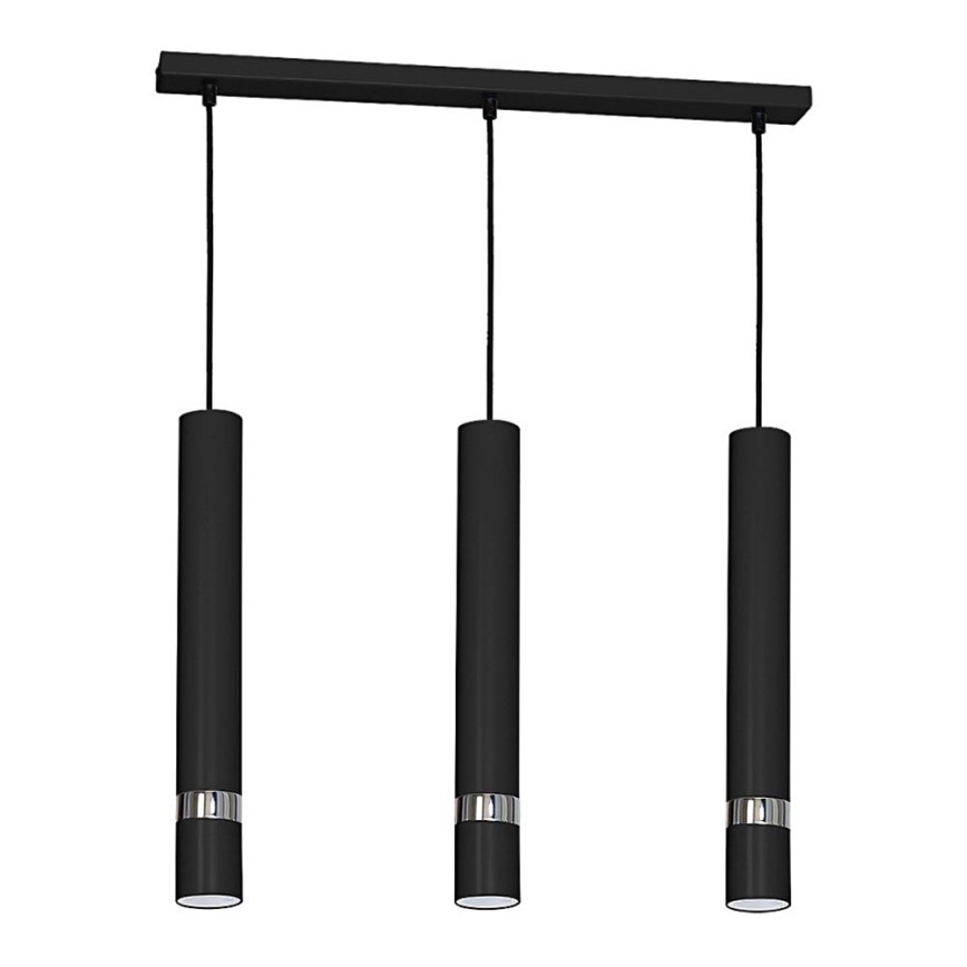 JOKER cable-suspended pendant light 3xGU10/25W/230V, black/polished chrome