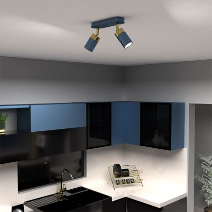 JOKER Spotlight 2xGU10/25W/230V Blue/Gold