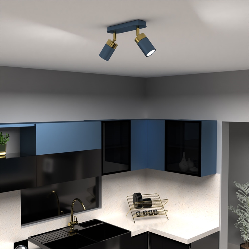 JOKER Spotlight 2xGU10/25W/230V Blue/Gold