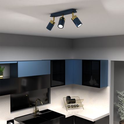 JOKER spotlight 3x GU10/25W/230V blue/gold