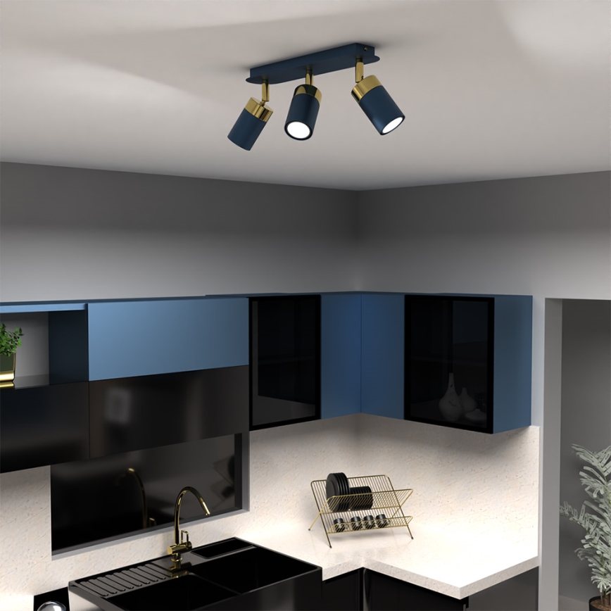 JOKER spotlight 3x GU10/25W/230V blue/gold