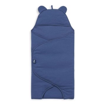 Jollein - Cotton swaddle blanket BASIC STRIPE 100x105 cm Jeans Blue