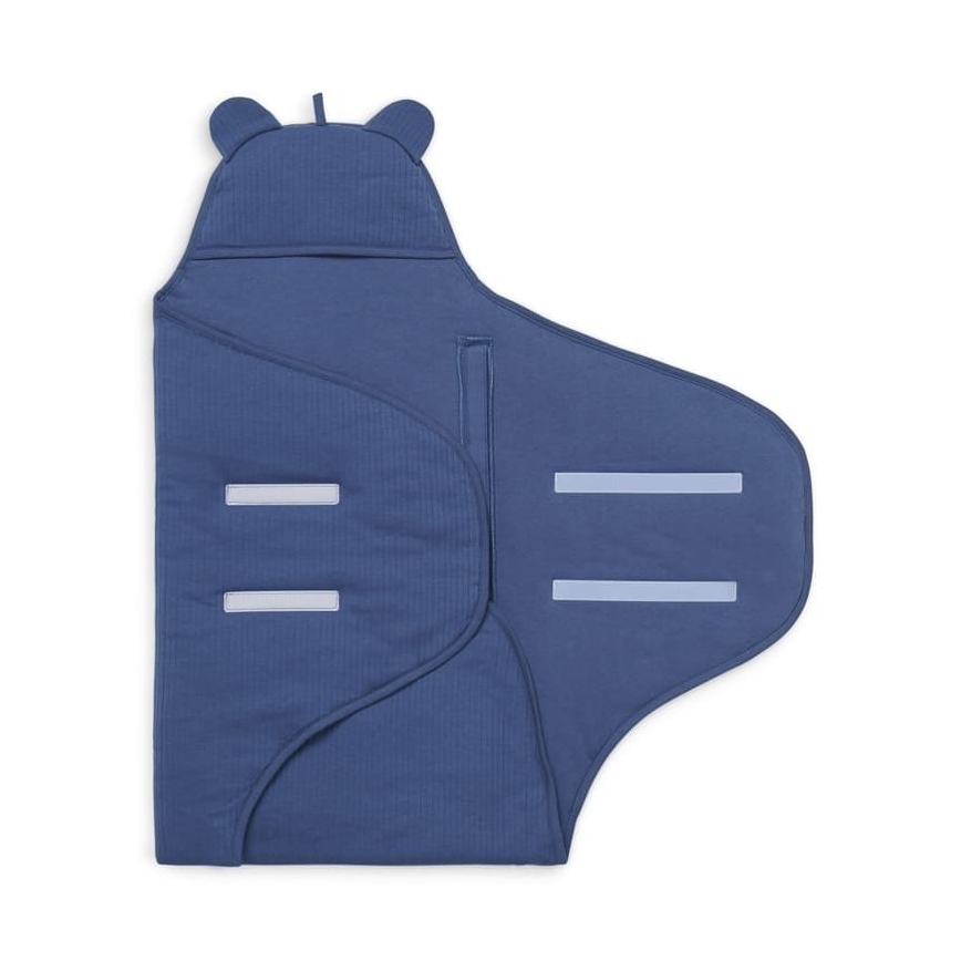 Jollein - Cotton swaddle blanket BASIC STRIPE 100x105 cm Jeans Blue