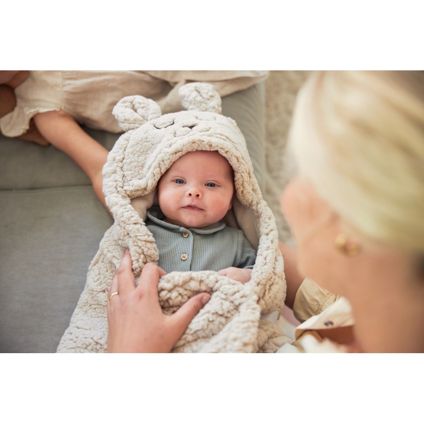 Jollein - Swaddle blanket fleece Bunny 100x105 cm Nougat