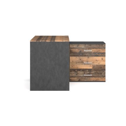 JULES 120 x 120 cm Corner Desk with Drawers — Reversible Left/Right Configuration, Brown/Black