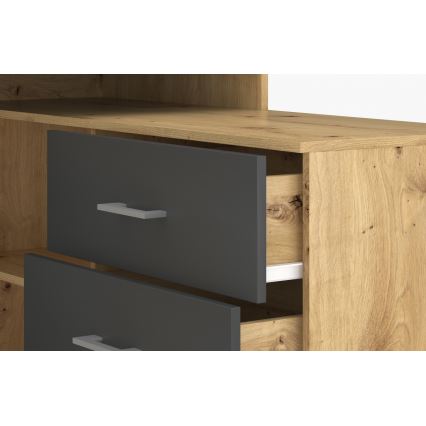JULES Writing Desk with Drawers and Reversible Corner (L/R) — Artisan Oak/Anthracite