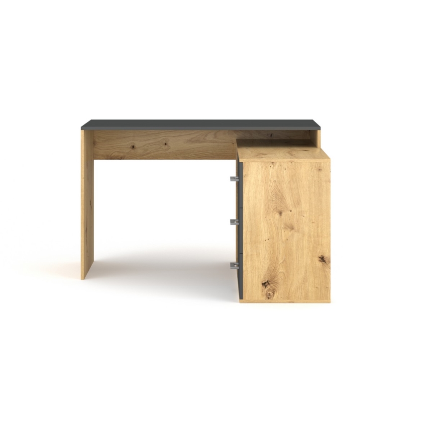 JULES Writing Desk with Drawers and Reversible Corner (L/R) — Artisan Oak/Anthracite