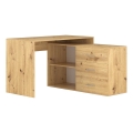 JULES writing desk with drawers and reversible left/right corner, artisan oak