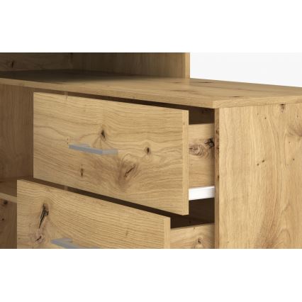 JULES writing desk with drawers and reversible left/right corner, artisan oak