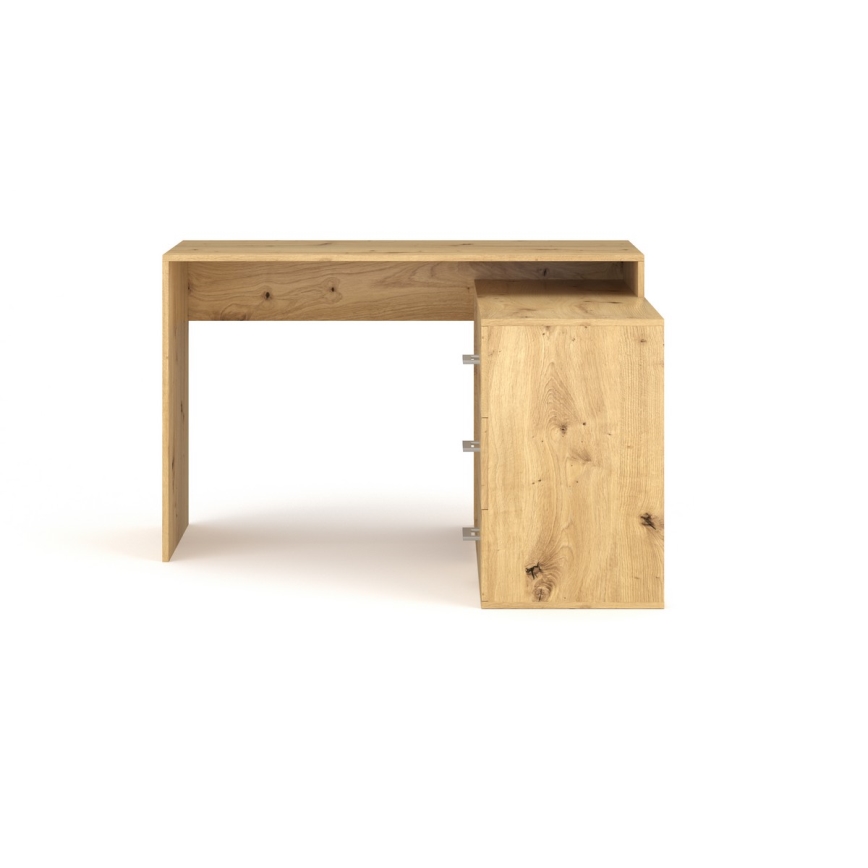 JULES writing desk with drawers and reversible left/right corner, artisan oak