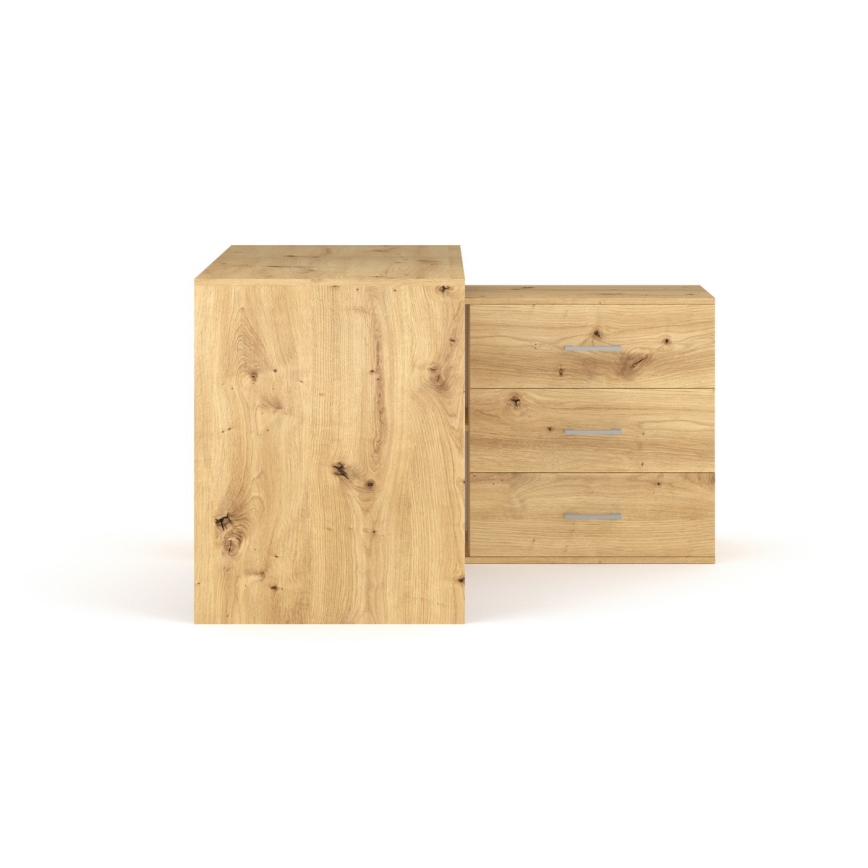 JULES writing desk with drawers and reversible left/right corner, artisan oak