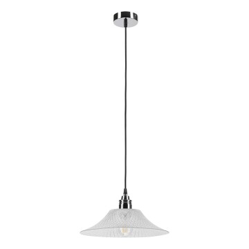 JULL cable-suspended pendant light 1xE27/15W/230V polished chrome/clear glass