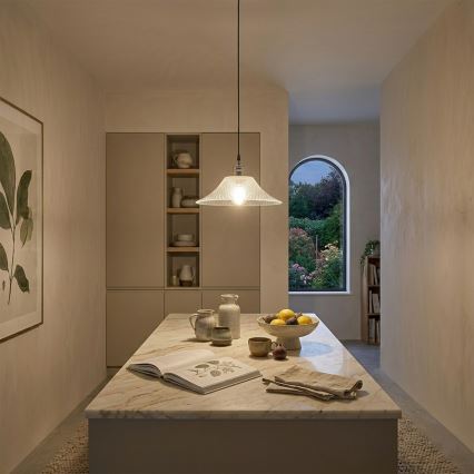 JULL cable-suspended pendant light 1xE27/15W/230V polished chrome/clear glass