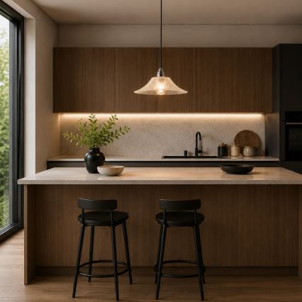 JULL cable-suspended pendant light 1xE27/15W/230V polished chrome/clear glass
